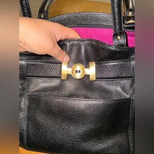 Cole Haan Jasmin Black Leather Bag with Pink Interior